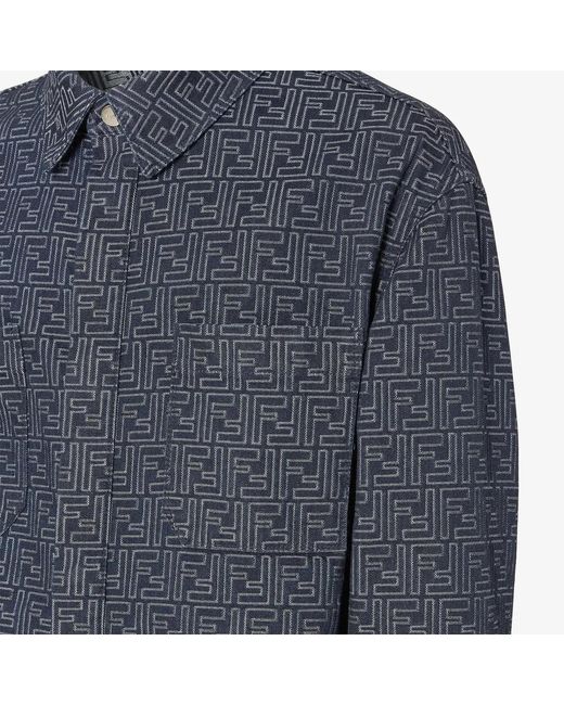 Fendi Blue Jacket With Ff Jacquard for men
