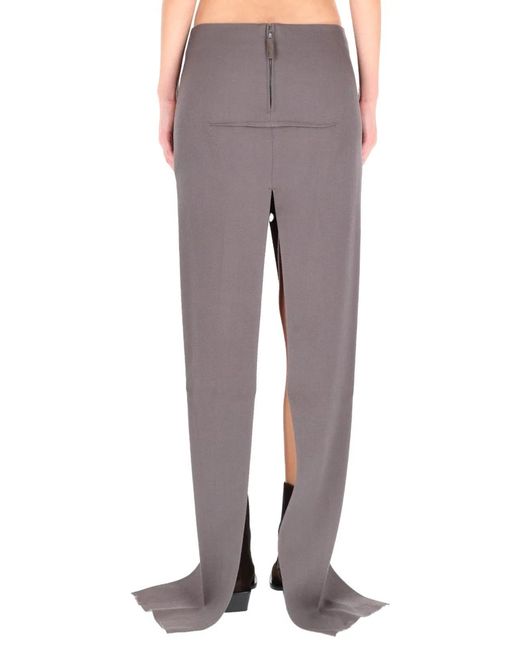 Rick Owens Gray Long Skirt With Center Slits