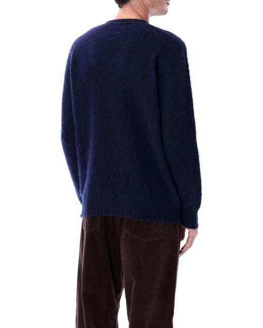 Howlin' By Morrison Blue Shaggy Bear Wool Crewneck Sweater for men