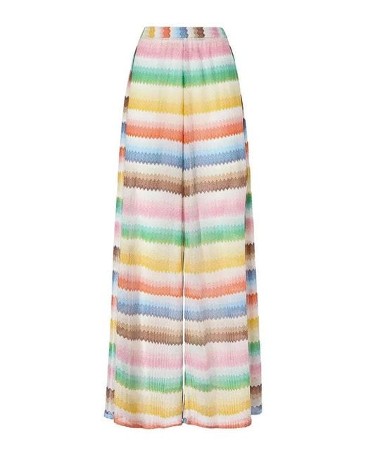 Missoni White Multicolour Viscose Polyamide Pants