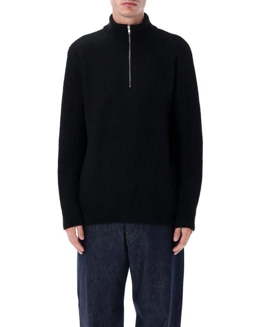 COLORFUL STANDARD Blue Recycled Merino Wool Quarter Zip Sweater for men