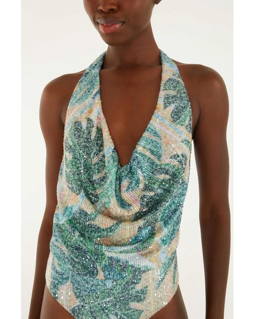 Farm Rio Green Blouse With Embroidery