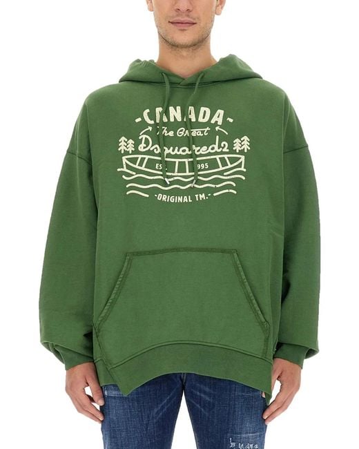DSquared² Green Sweatshirt With Logo for men
