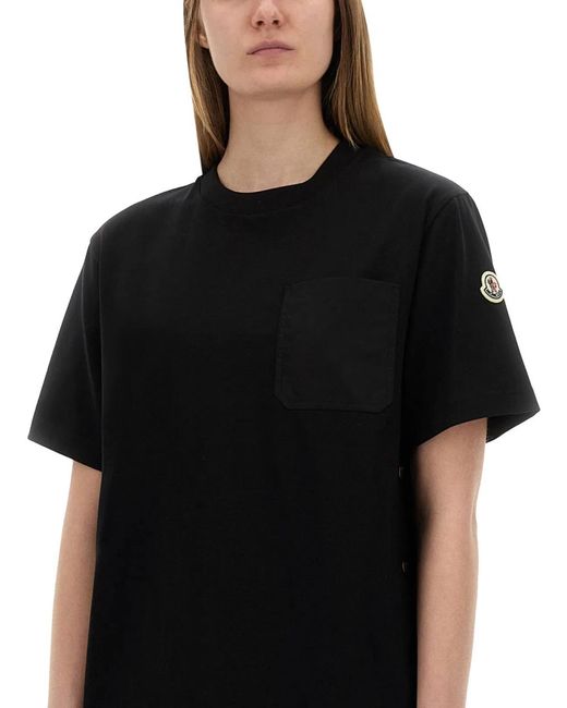 Moncler Black T-Shirt With Side Buttons