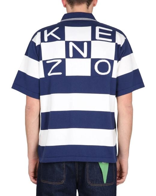 KENZO Blue Nautical Stripes Polo Shirt for men