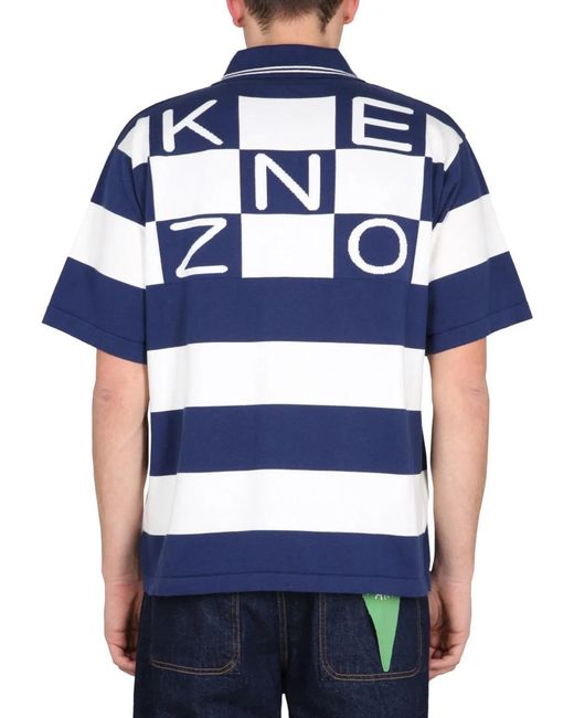 KENZO Blue Nautical Stripes Polo Shirt for men