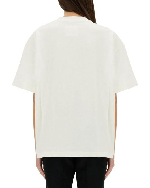 Jil Sander White Logo Print Cotton T Shirt