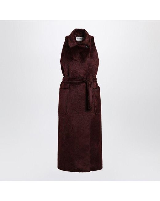 Max Mara Purple Cherrycolored Sleeveless Coat