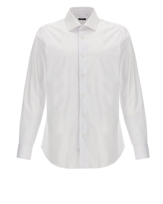 Barba Napoli White Poplin Shirt for men