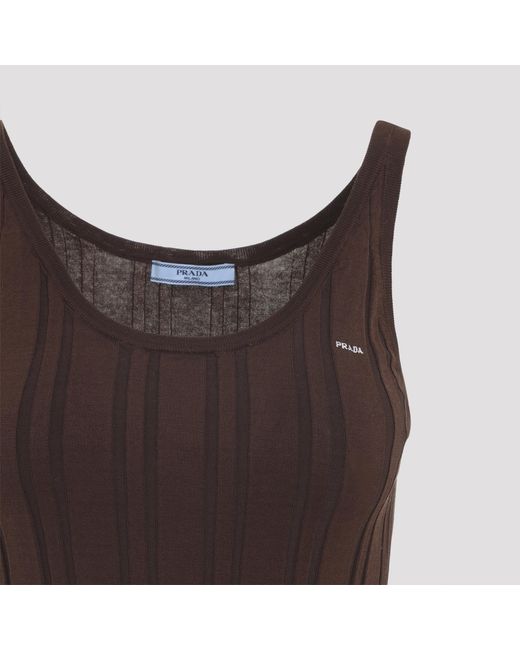 Prada Brown Cotton Blend Tank Top