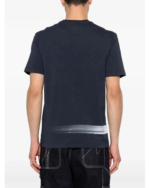 C P Company Blue C.P.Company Short-Sleeve Graphic-Print T-Shirt for men