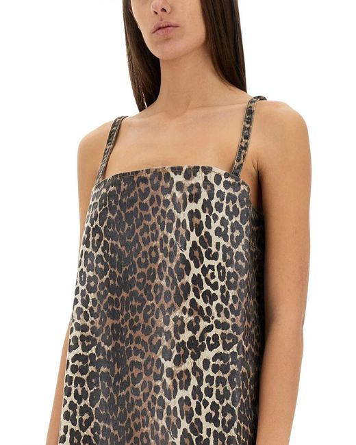 Ganni Multicolor Dress With Animal Pattern