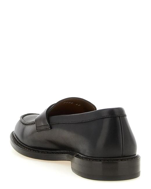 Doucal's Black Leather Loafers for men