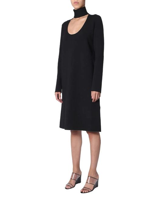 Bottega Veneta Black Embellished Gathered Jersey Midi Dress