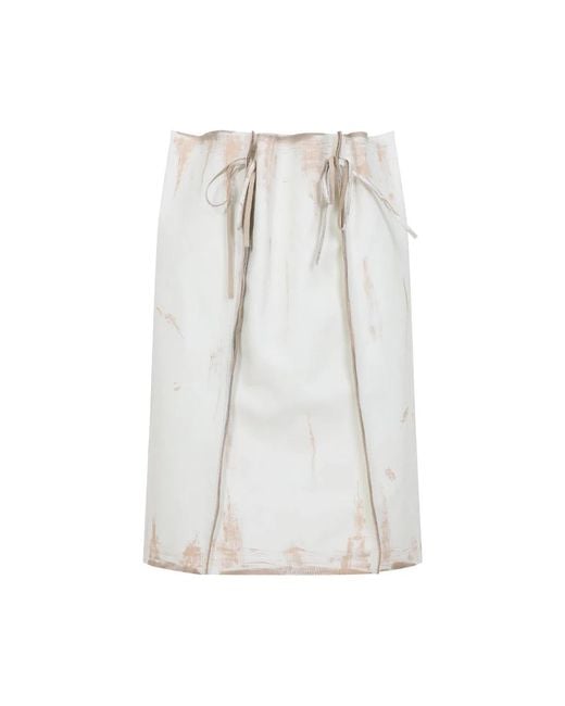 Prada White Sand Leather Skirt