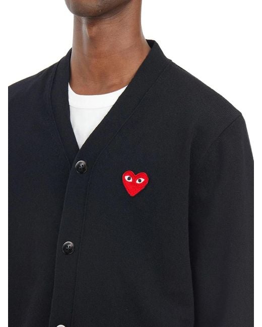 COMME DES GARÇONS PLAY Blue V-Neck Logo Cardigan for men