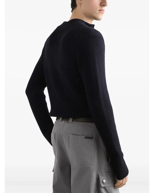 Dolce & Gabbana Blue Dolce & Gabbana Wool Lupetto Knitted Sweater for men
