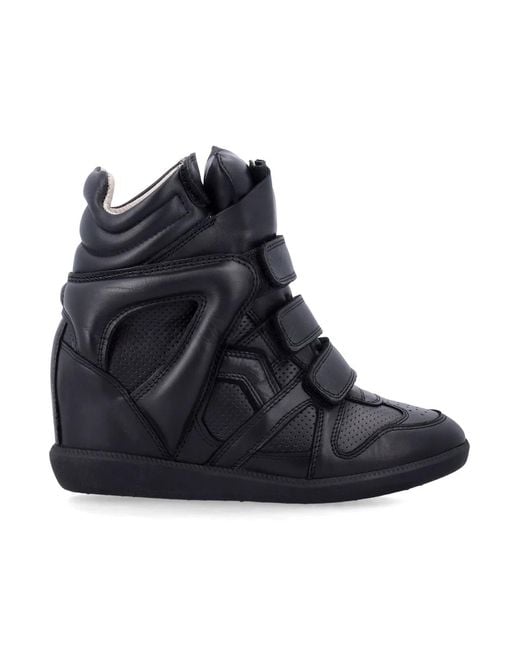 Isabel Marant Black Bekett Leather Wedge Sneakers