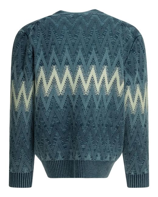 Beams Plus Blue Yarn Cotton Cardigan for men