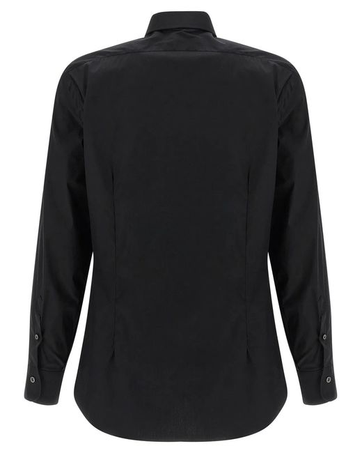 Barba Napoli Black Stretch Cotton Shirt for men