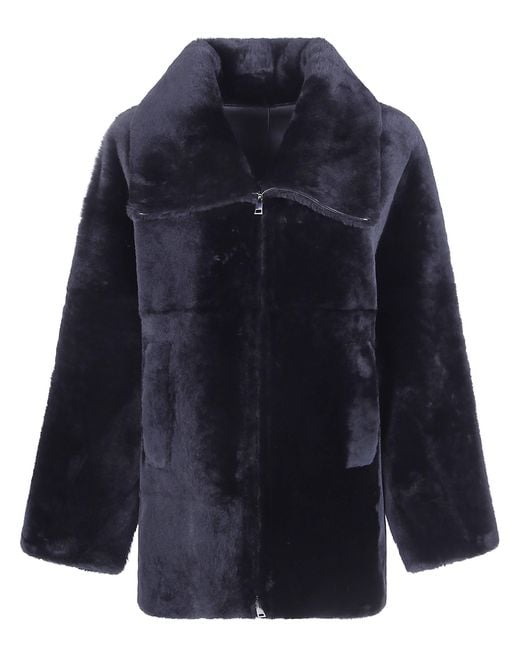 Blancha Blue Straight Merino Shearling Jacket