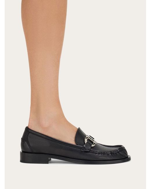 Ferragamo Black Gancini Ornament Loafers