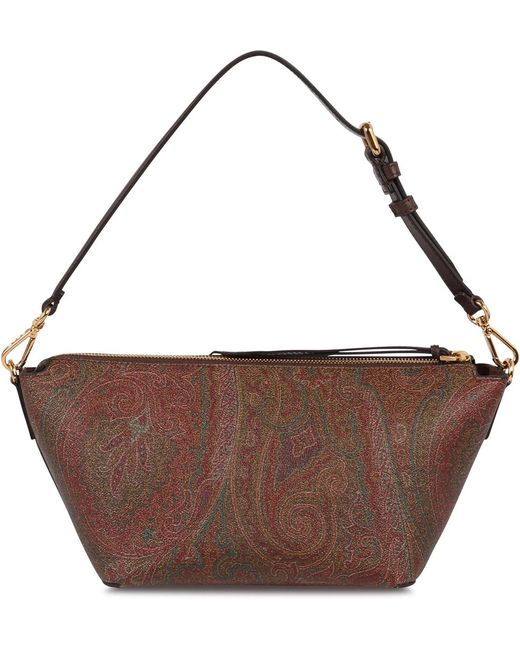 Etro Brown Jacquard Paisley Shoulder Bag