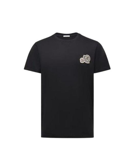 Moncler Black Logo-Appliqué Tee for men