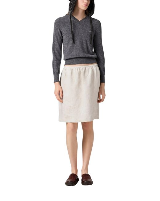 Miu Miu Gray V-Neck Wool Cardigan