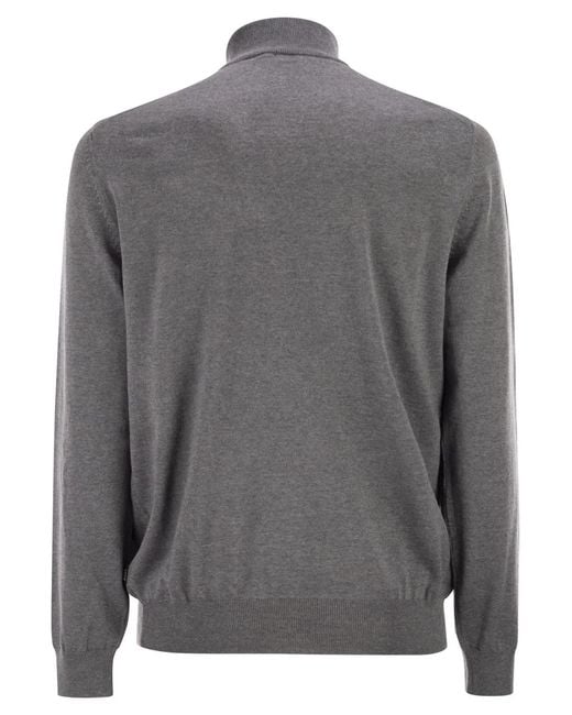 Boss Gray Virgin Wool Jumper With Zip Collar for men