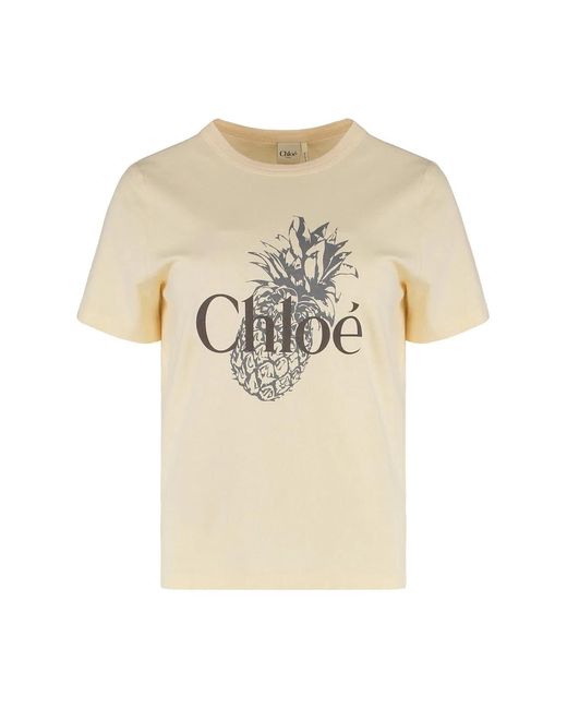Chloé White Peach T-Shirt With Ananas Print