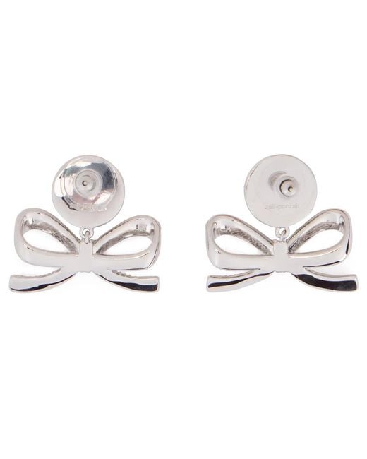 Self-Portrait White Earrings With Bow And Pearl
