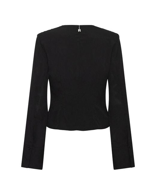 ROTATE BIRGER CHRISTENSEN Black Draped Blouse