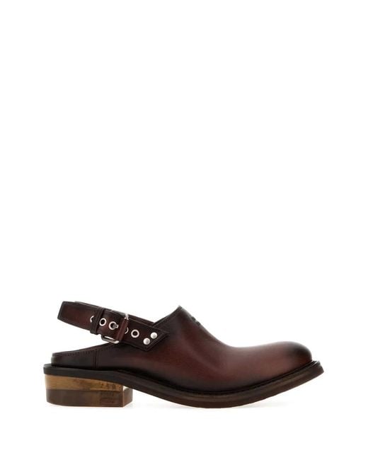 Miu Miu Brown Chocolate Leather Foule Slippers