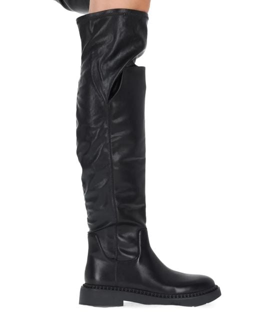 Ash Black Calf Leather Boots