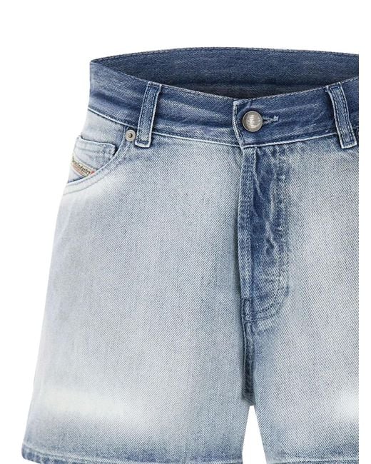DIESEL Blue High Rise Faded Shorts