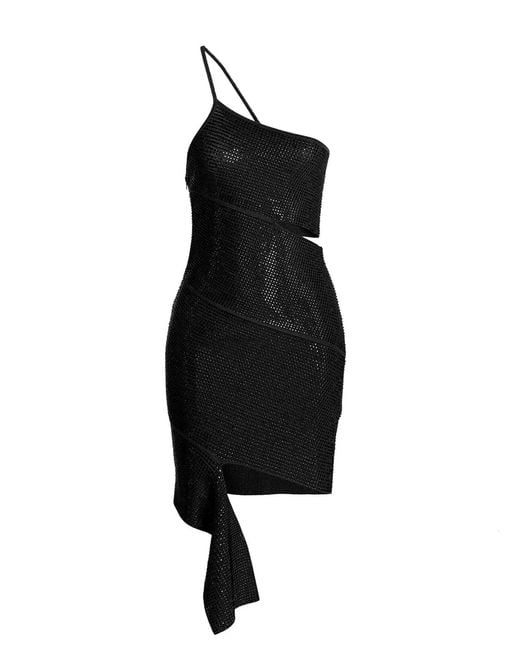 ANDREADAMO Black Sequin One Shoulder Dress