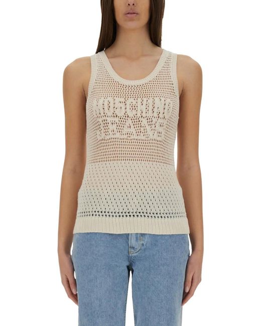 Moschino Blue Mesh Top With Logo