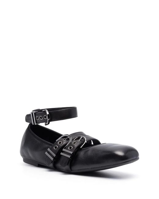 Stuart Weitzman Black Leather Ballerina Shoes