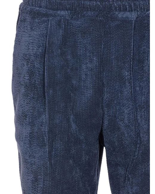 FAMILY FIRST Blue Chino Velvet Trousers for men