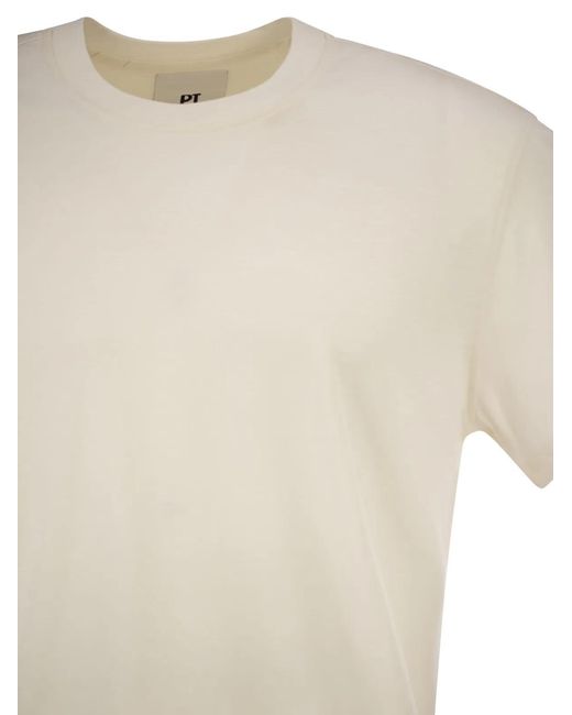 PT Torino White Silk And Cotton Jersey Knit for men