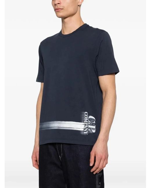 C P Company Blue C.P.Company Short-Sleeve Graphic-Print T-Shirt for men