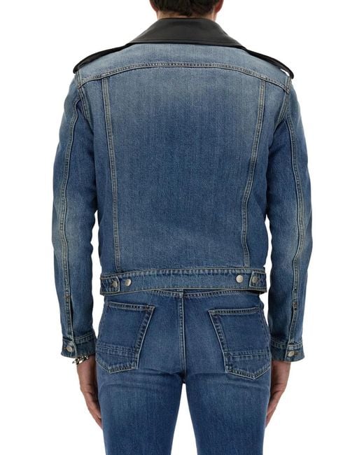 McQueen Black Combo Biker Jacket for men