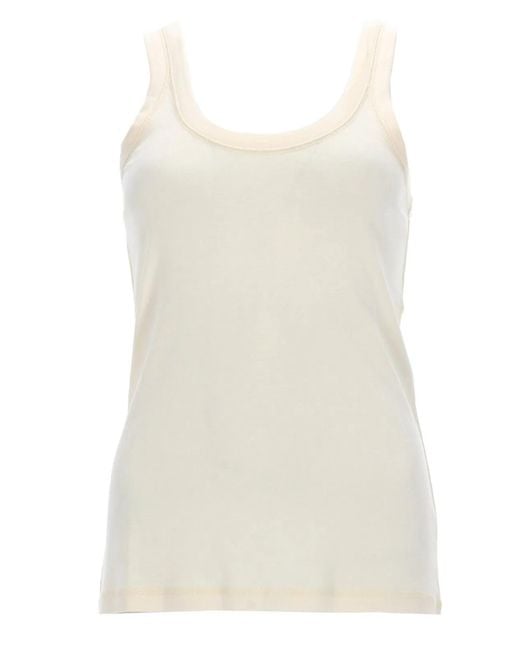 Lemaire White Solid Round Neck Top