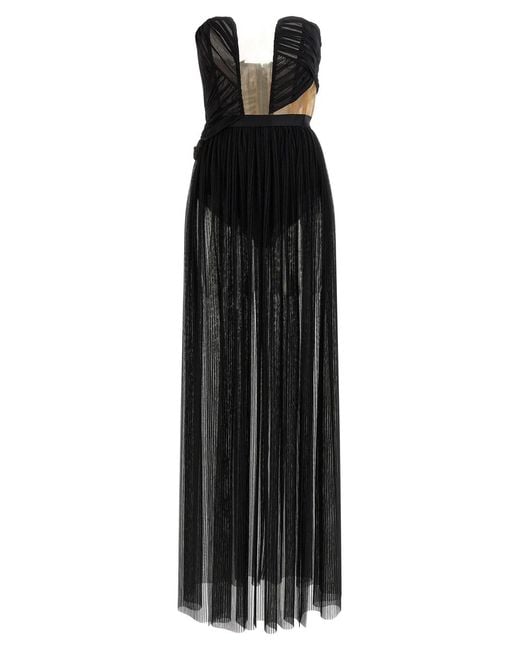 Nensi Dojaka Black 'Corsetto Draped Gown' Dress