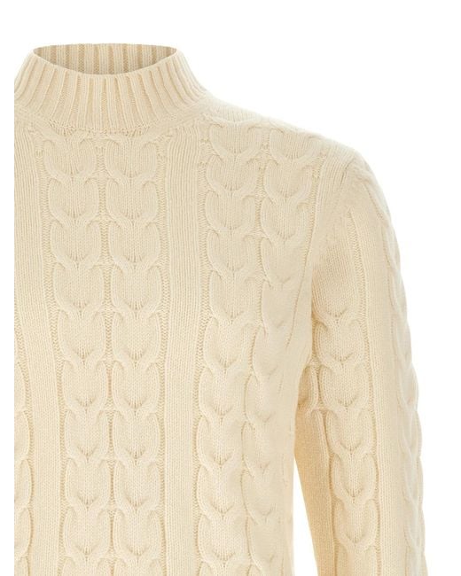 Zanone White Braided Turtleneck Sweater for men