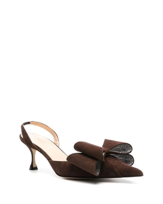 Mach & Mach Brown Mach & Mach Le Cadeau Kitten Heel Slingback