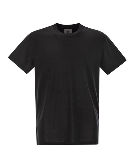 PT Torino Black Silk And Cotton Jersey Knit for men