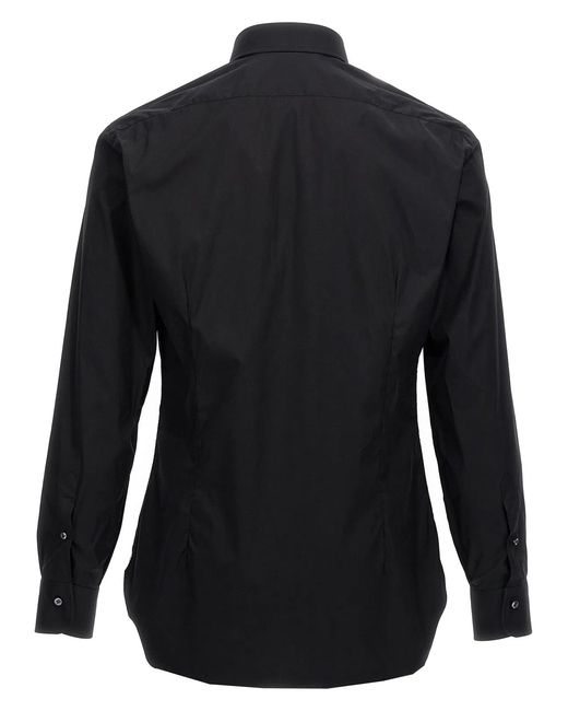 Barba Napoli Black Poplin Shirt for men
