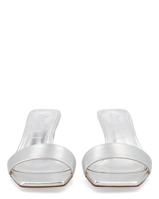 Aeyde White Laminated Nappa Leather Cross Breed Lamb Leather Sandals